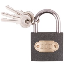 Замок навесной железный 38х32 мм, стальная дужка 5,2 мм FIT DIY