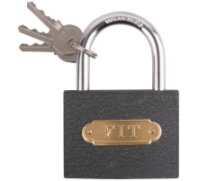 Замок навесной железный 75х58 мм, стальная дужка  9 мм FIT DIY