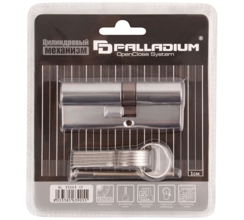 Цилиндровый механизм "PALLADIUM" асимметричный, 80 мм, ключ-ключ, хром CHINA Цилиндровый механизм "PALLADIUM" асимметричный, 80 мм, ключ-ключ, хром CHINA