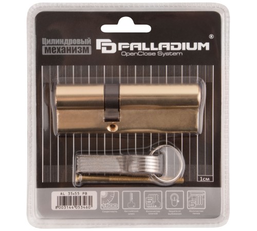 Цилиндровый механизм "PALLADIUM" асимметричный, 90 мм, ключ-ключ, латунь CHINA Цилиндровый механизм "PALLADIUM" асимметричный, 90 мм, ключ-ключ, латунь CHINA