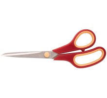 Ножницы бытовые нержавеющие, прорезиненные ручки, толщина лезвия 2,0 мм, 215 мм КУРС