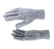 Перчатки трикотажные, акрил, серое мулине, двойная манжета Сибртех