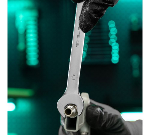 Ключ комбинированный, 14 мм, CrV, матовый хром Stels