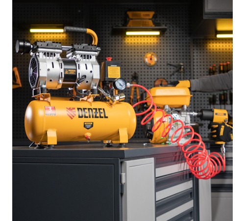 Компрессор DLS650/10 безмаслянный малошумный 650 Вт, 120 л/мин, ресивер 10 л Denzel