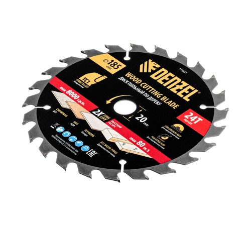 Пильный диск по дереву с гвоздями, ф185 х 20 мм, 24 зубов Denzel