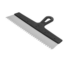 Шпатель  из нержавеющей стали, 350 мм, зуб 6 х 6 мм, пластмассовая ручка Сибртех