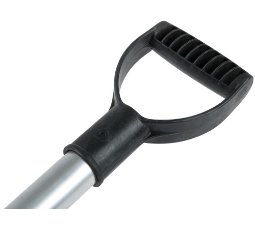 Лопата для уборки снега пластиковая цветная, алюминиевый черенок 380х365х1340 мм КУРС РОС