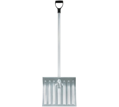 Лопата для уборки снега тротуарная стальная, изогнутый алюминиевый черенок 428х375x1300 мм КУРС РОС