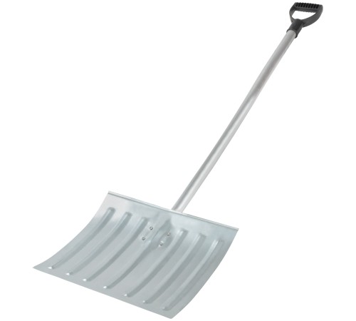 Лопата для уборки снега тротуарная стальная, изогнутый алюминиевый черенок 428х375x1300 мм КУРС РОС