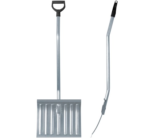 Лопата для уборки снега тротуарная стальная, изогнутый алюминиевый черенок 428х375x1300 мм КУРС РОС