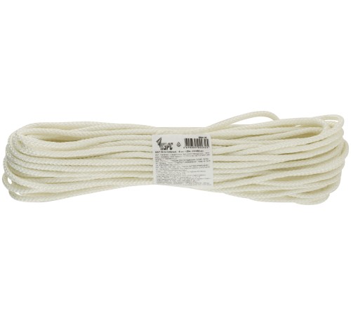 Фал капроновый плетеный 16-ти прядный с сердечником  6 мм х 20 м, р/н= 450 кгс КУРС БЕЛ