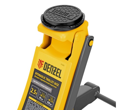 Домкрат гидравлический подкатной, 2,5 т, 85-430 мм, быстрый подъем, низкий подхват, проф. Denzel