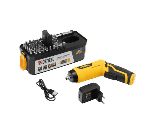 Отвертка аккумуляторная CSH-3.6, 54 биты, Li-Ion, 3,6 В// Denzel