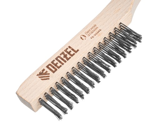 Щетка зачистная 3-х рядная, прямая проволока из нержавеющей стали с деревянной ручкой, EFP// Denzel