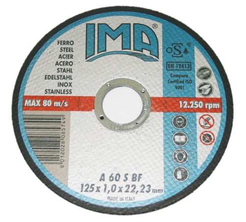 Абразивный отрезной круг IMA METAL/INOX 125х1,0х22,23мм A60S Абразивный отрезной круг IMA METAL/INOX 125х1,0х22,23мм A60S