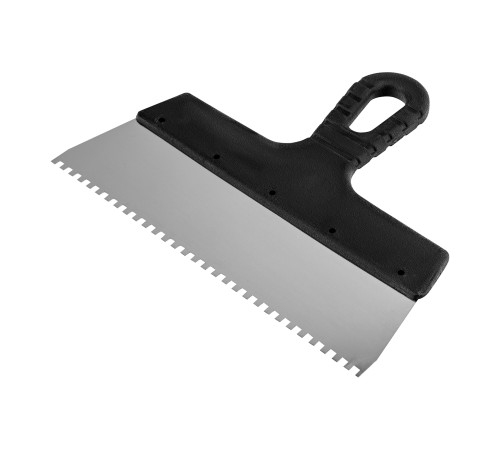Шпатель из нержавеющей стали, 250 мм, зуб 4 х 4 мм, пластмассовая ручка Sparta