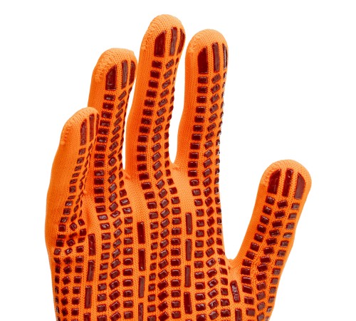 Перчатки трикотажные, синтетическая нить, ПВХ-гель точка, цвет: оранжевый, L, 13 класс Сибртех