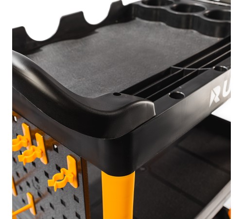 RUNTEC RT-PP3 Тележка с тремя открытыми полками (перфорированная боковина с крючками), черная