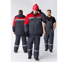 Костюм зимний Сибер СОП CH (тк.Таслан) п/к, т.серый/красный