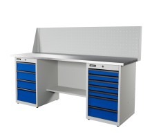 RUNTEC RTI20Z-TI7-TI4-P20-5005(7035) Верстак серии Industrial, 2000 мм, оцинк, тумба с 7-ю ящиками + тумба с 4-мя ящиками, экран 500, синий (светло-серый) RA