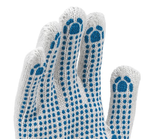 Перчатки трикотажные, х/б, 200 пар, ПВХ точка, 6 нитей, 10 класс Сибртех