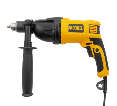Дрель ударная ID-1050-2, 1050 Вт, 0-3000/0-1100 об/мин, 0-48000/0-17600 уд/мин, 2 скорости Denzel