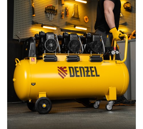 Компрессор безмасл. малошумн. DLP-4500/150, 4,5 кВт, 3х1,5 кВт,150 л, 2850 об/мин,750 л/мин Denzel