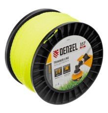 Леска для триммера витой квадрат, 2,0мм х 357м, на DIN катушке FLEX CORD Denzel