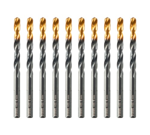 Сверло по металлу, 6 мм, HSS-Tin, Golden Tip, 10 шт. Denzel
