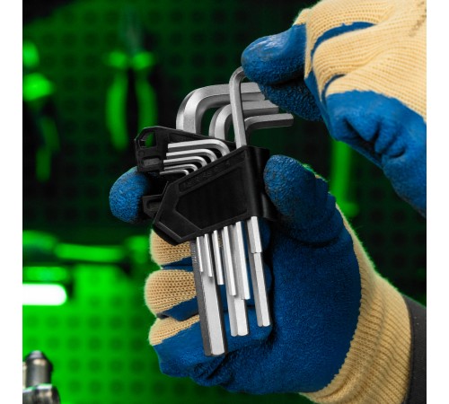 Набор ключей имбусовых, HEX, 1,5-10 мм, CrV, 9 шт. Сибртех