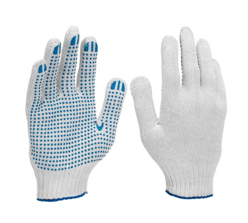 Перчатки трикотажные усиленные, с ПВХ точкой, 7 класс вязки