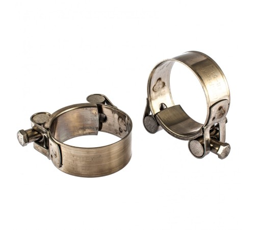 Хомуты металлические, силовые 48-51 мм, ширина 22 мм, шарнирный, W4, 2 шт Сибртех