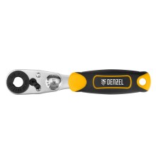 Ключ-трещотка для бит 1/4", 52 зуба, CrMo, адаптер для торцевых головок Denzel Ключ-трещотка для бит 1/4", 52 зуба, CrMo, адаптер для торцевых головок Denzel
