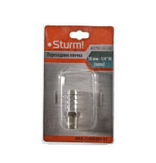 Пневмофитинг елочка 10 мм на наружнюю резьбу (папа) 1/4" Sturm!
