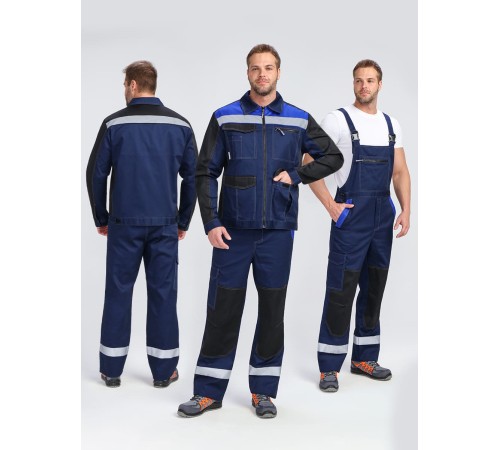 Костюм ProfLineBase-2 (тк.Твил,210) п/к, т.синий/черный/васильковый