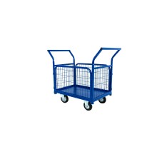 Тележка платформенная TOR ТП-6С (800х1200) с бортами из сетки и двумя ручками (колеса 200 мм)