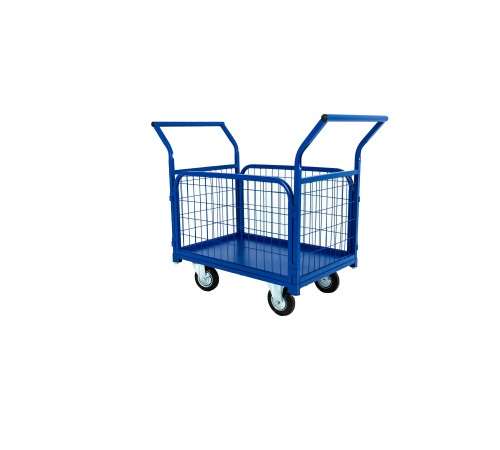 Тележка платформенная TOR ТП-6С (800х1200) с бортами из сетки и двумя ручками (колеса 200 мм)