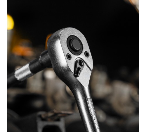 Ключ-трещотка 1/4", 90 зубьев, с быстрым сбросом, CrV Denzel