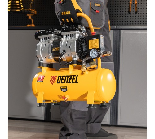 Компрессор DLS650/10 безмаслянный малошумный 650 Вт, 120 л/мин, ресивер 10 л Denzel