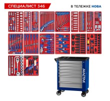 Набор инструментов 346 предметов, "СПЕЦИАЛИСТ 346", в синей тележке МАСТАК 50-07346B
