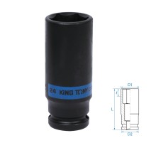 Головка торцевая ударная глубокая шестигранная 1/2", 24 мм KING TONY 443524M