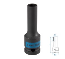 Головка торцевая ударная глубокая двенадцатигранная 1/2", 9 мм KING TONY 443009M