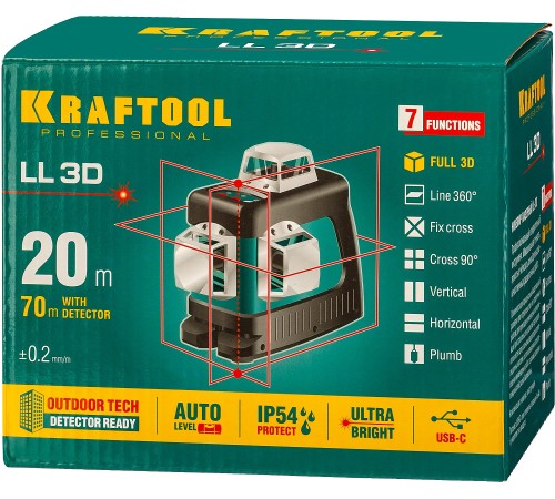 KRAFTOOL линейный лазерный нивелир LL3D 34640_z01 Professional