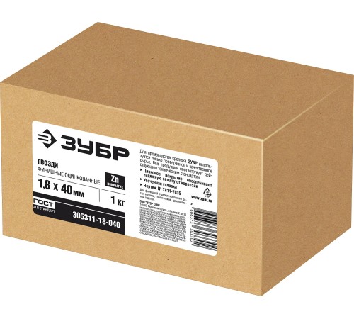 ЗУБР 40 x 1.8 мм, цинк, 1 кг, финишные гвозди (305311-18-040)