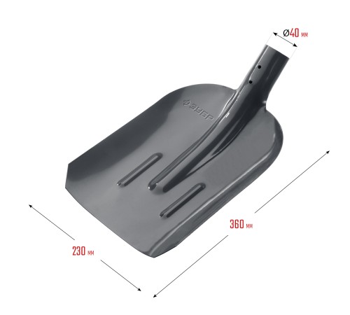 ЗУБР 346х235, с ребрами жесткости ЛСП, без черенка, лопата совковая 39428