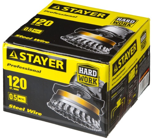 STAYER Ø 120 мм, щетка чашечная для УШМ 120 мм, 35137-120 STAYER Ø 120 мм, щетка чашечная для УШМ 120 мм, 35137-120