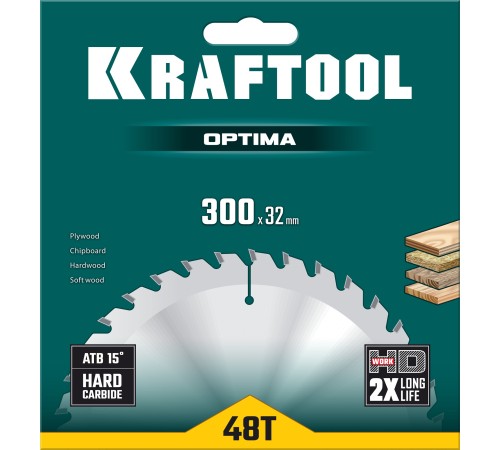 KRAFTOOL Optima, 300 х 32 мм, 48Т, пильный диск по дереву (36951-300-32) KRAFTOOL Optima, 300 х 32 мм, 48Т, пильный диск по дереву (36951-300-32)