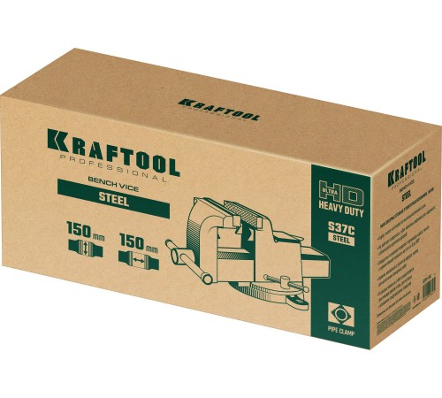 KRAFTOOL Steel, 150 мм, стальные слесарные тиски (32701-150) KRAFTOOL Steel, 150 мм, стальные слесарные тиски (32701-150)