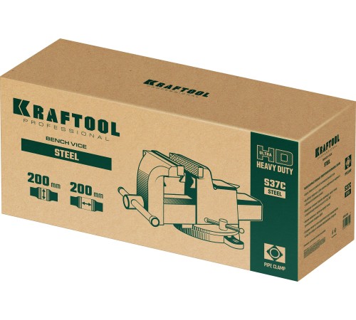 KRAFTOOL Steel, 200 мм, стальные слесарные тиски (32701-200) KRAFTOOL Steel, 200 мм, стальные слесарные тиски (32701-200)