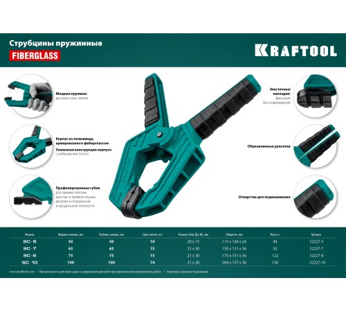 KRAFTOOL 75/75 мм, струбцина пружинная SC-8 32227-8 KRAFTOOL 75/75 мм, струбцина пружинная SC-8 32227-8